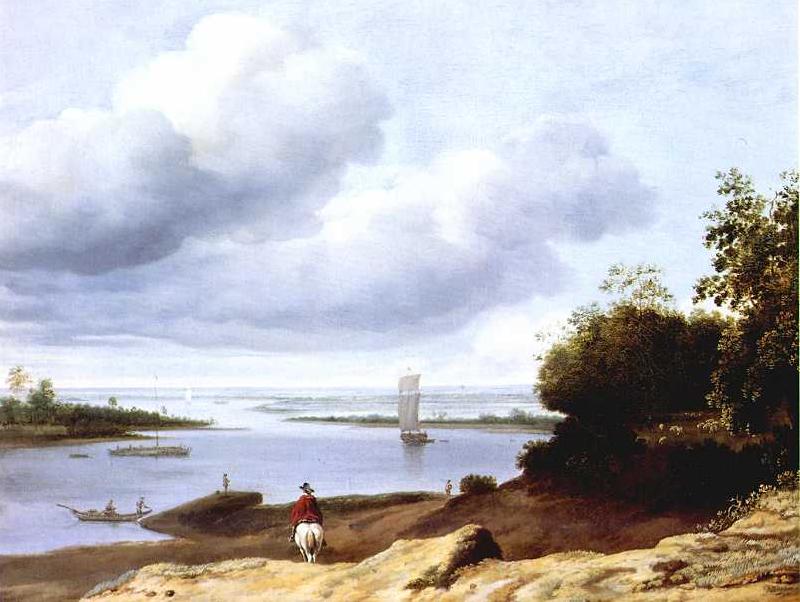 BORSSUM, Anthonie van Extensive River View with a Horseman dgh oil painting image